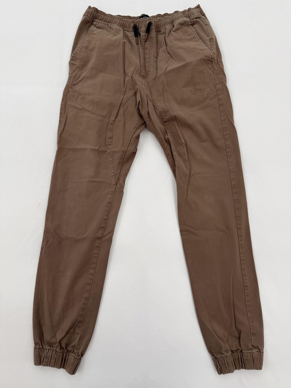 Zanerobe Jogger Pants Mens 34 Brown Elastic Cuff Drawstring Waist Stretch Casual